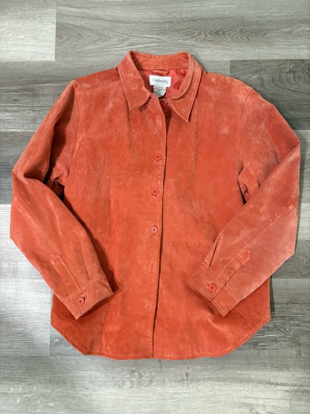 Chadwicks Burnt Orange 100% leather Corduroy Button-Up Jacket